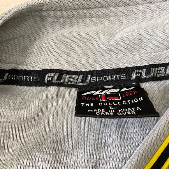 VTG Y2K 2XL Embroidered Fubu #05 sleeveless Jersey Gray/ Yellow - Picture 9 of 10